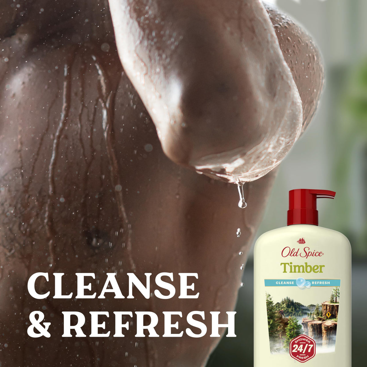 Old Spice lather close-up demonstrating rich foam and thorough cleansing