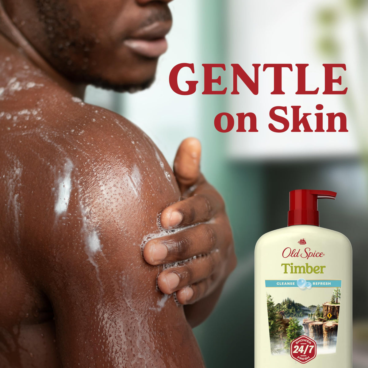 Old Spice bottle beside common items to show the 30 oz scale and value