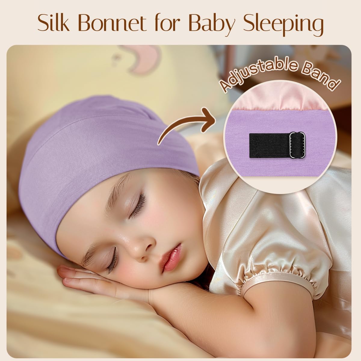 OLESILK adjustable snap detail ensuring a snug, growing-fit benefit