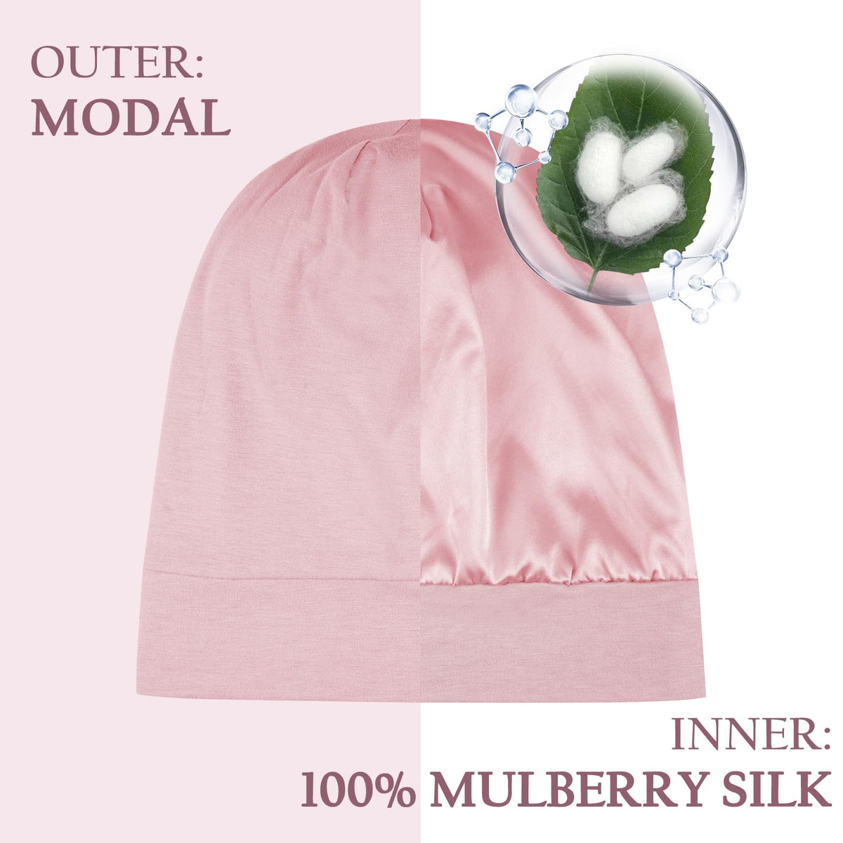 OLESILK close-up mulberry silk lining for anti-frizz protection