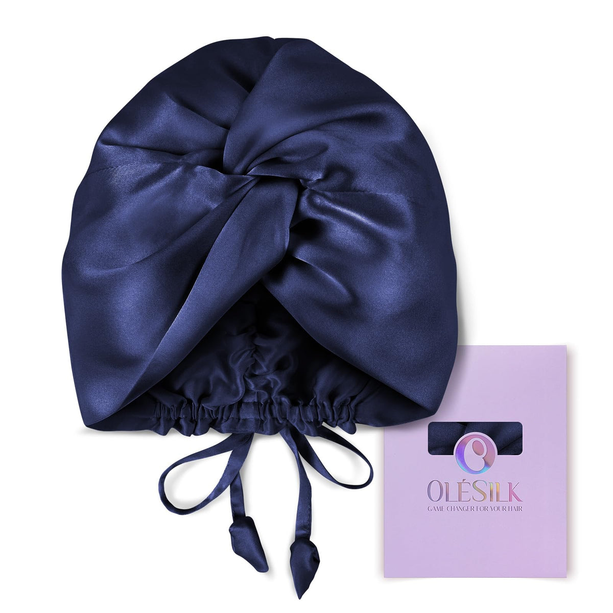 OLESILK front view of dark blue bonnet showing sleek protection