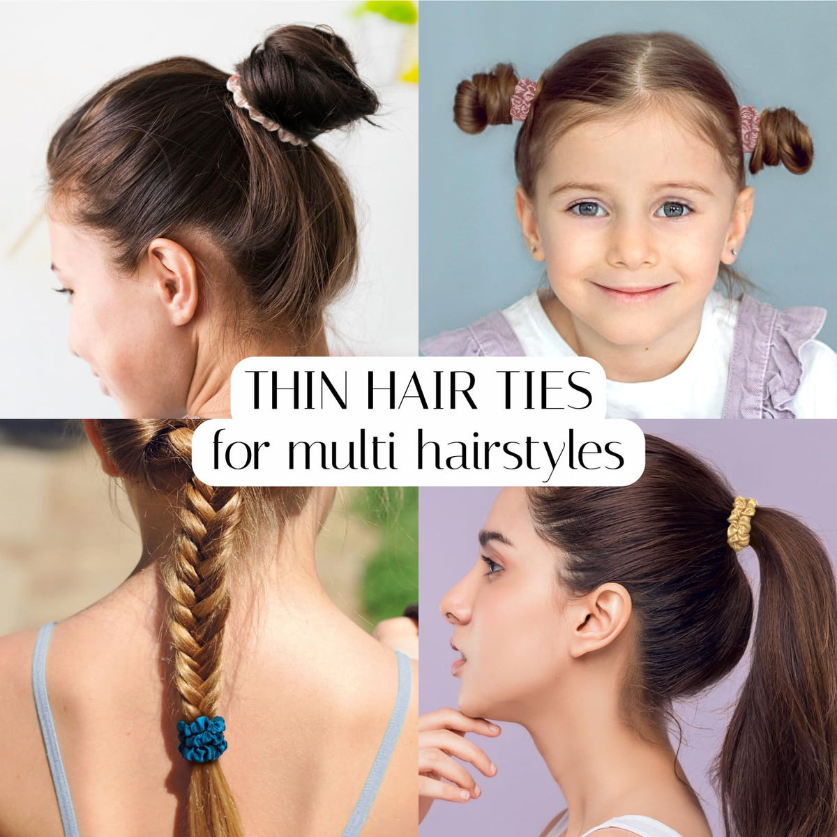 OLESILK in hair ponytail demonstrating crease-free, secure styling for fine and curly hair