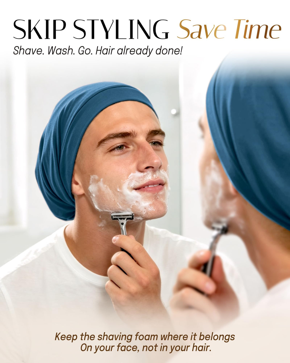 OLESILK in use on man with curly hair preserving style overnight