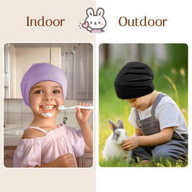 OLESILK bonnet in stroller lifestyle shot protecting hair outdoors
