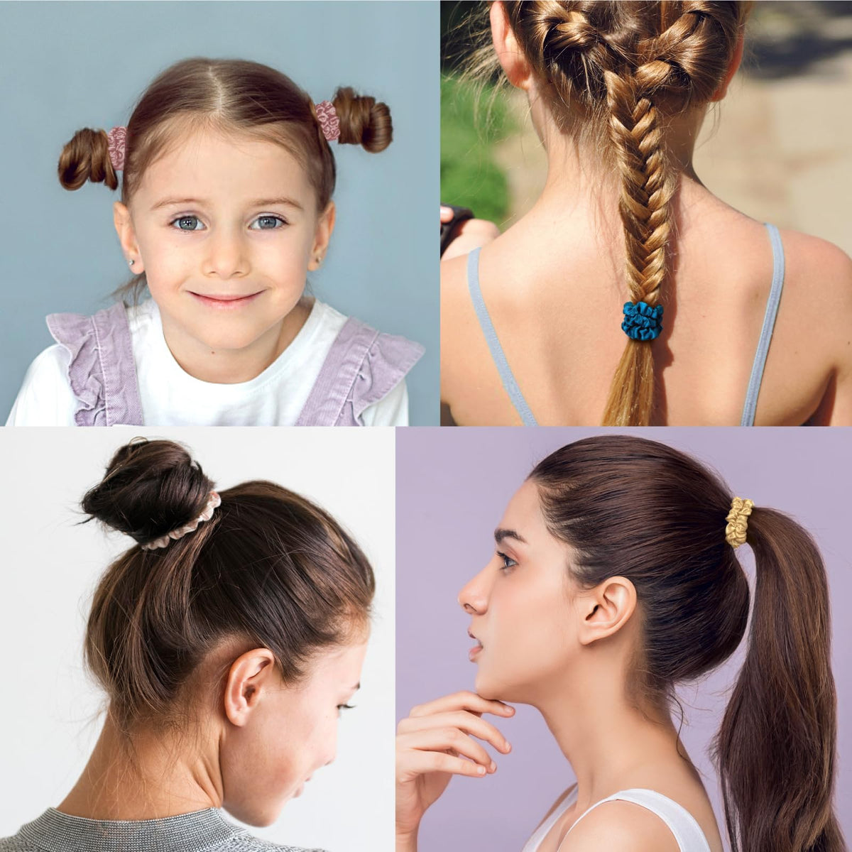 OLESILK tied in a sleek ponytail on fine hair showing no crease and gentle grip benefit