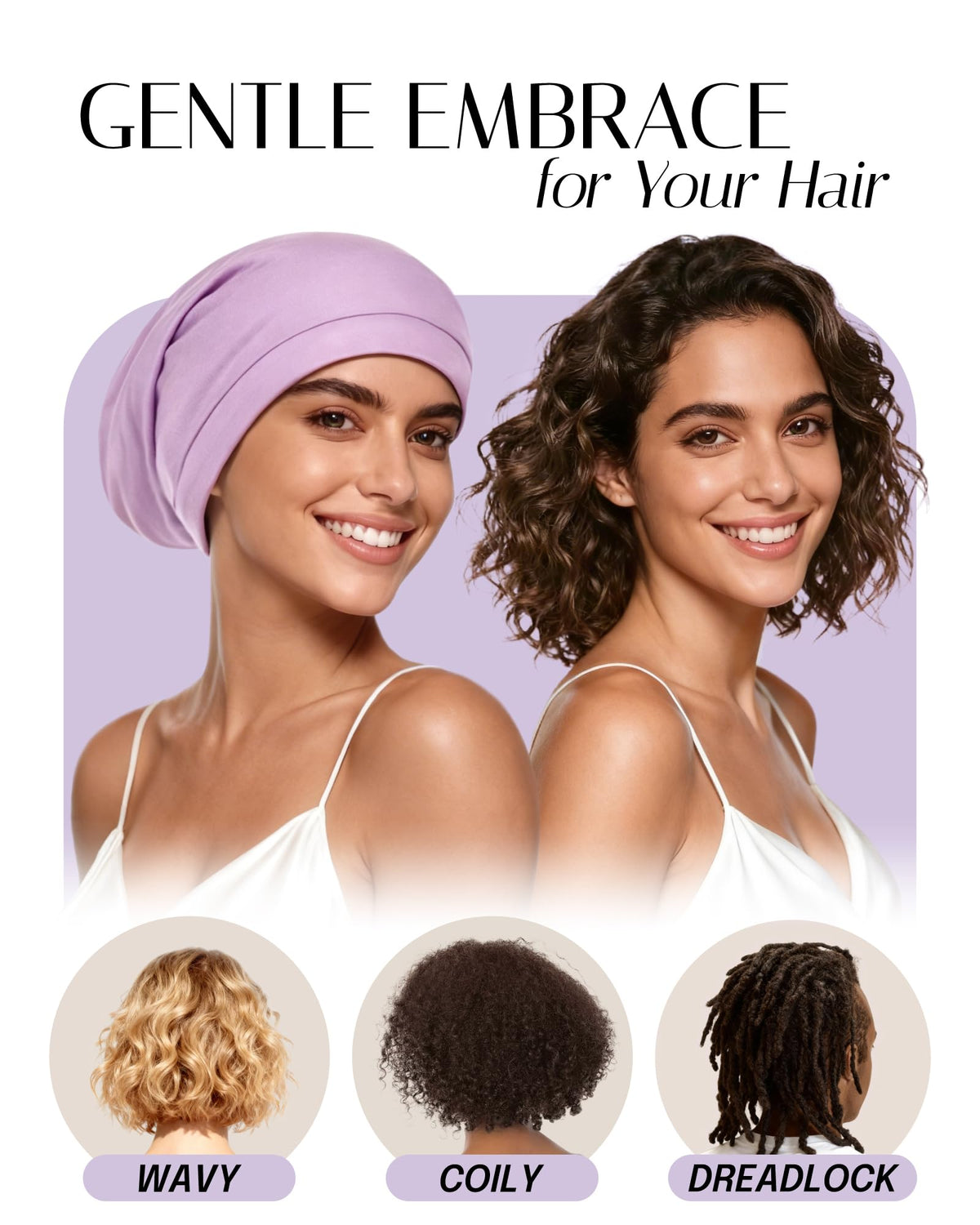 Interior view with braids inside OLESILK bonnet showing roomy protection for styled hair