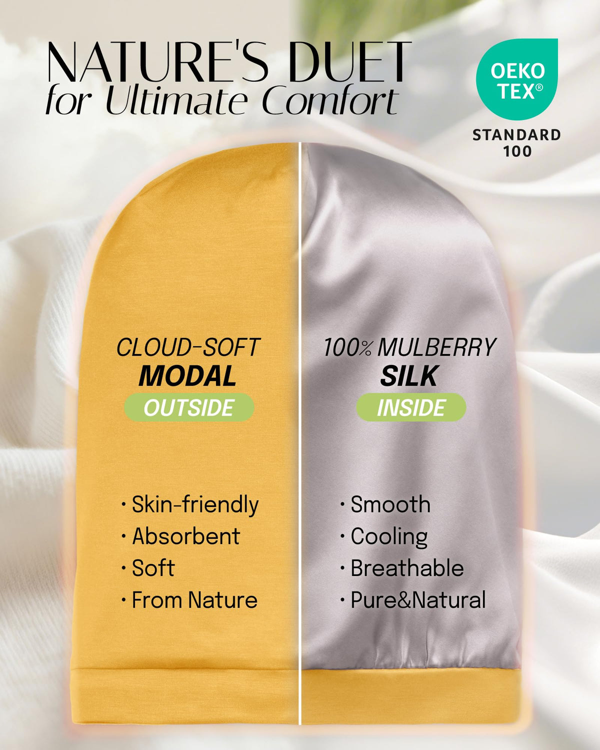OLESILK close-up of mulberry silk interior highlighting smooth protection