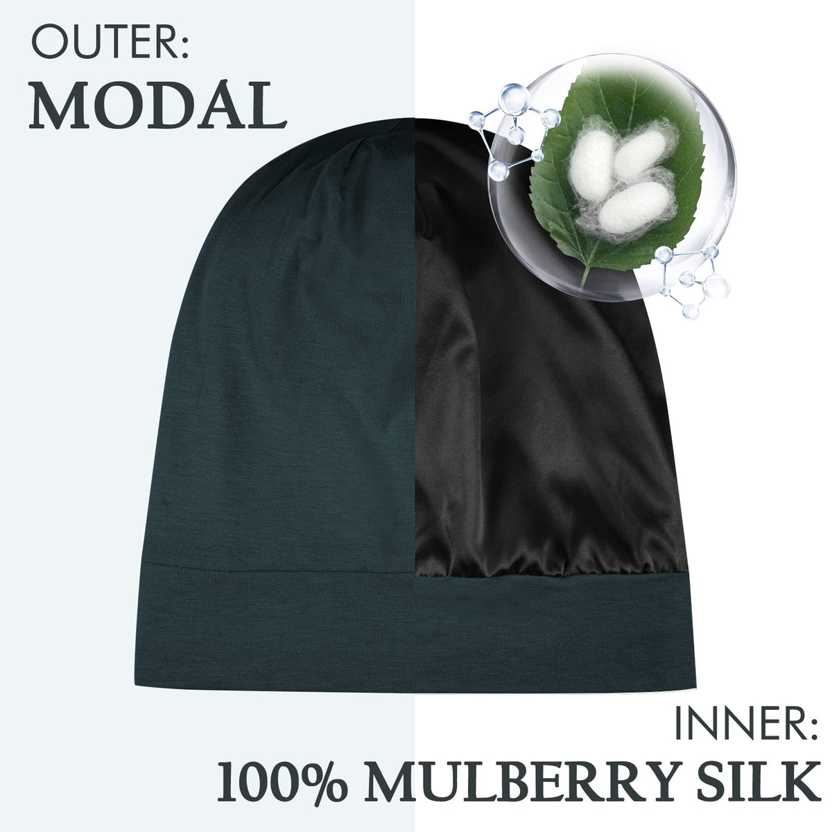 OLESILK close-up of pure mulberry silk lining protecting hair overnight