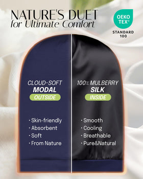OLESILK mulberry silk lining close-up highlighting smooth surface that reduces hair friction