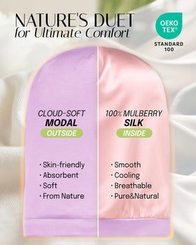 Close-up of OLESILK mulberry silk lining highlighting silky texture that reduces hair friction