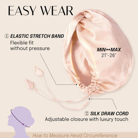 OLESILK bonnet next to hand for size comparison and fit guidance