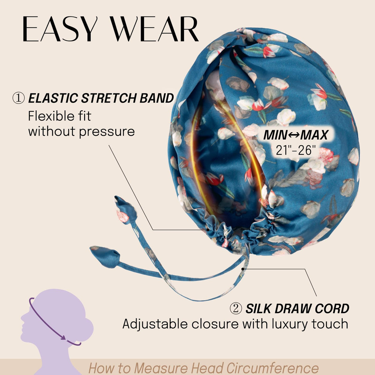 OLESILK bonnet on hand to show size and scale for varied hair volumes
