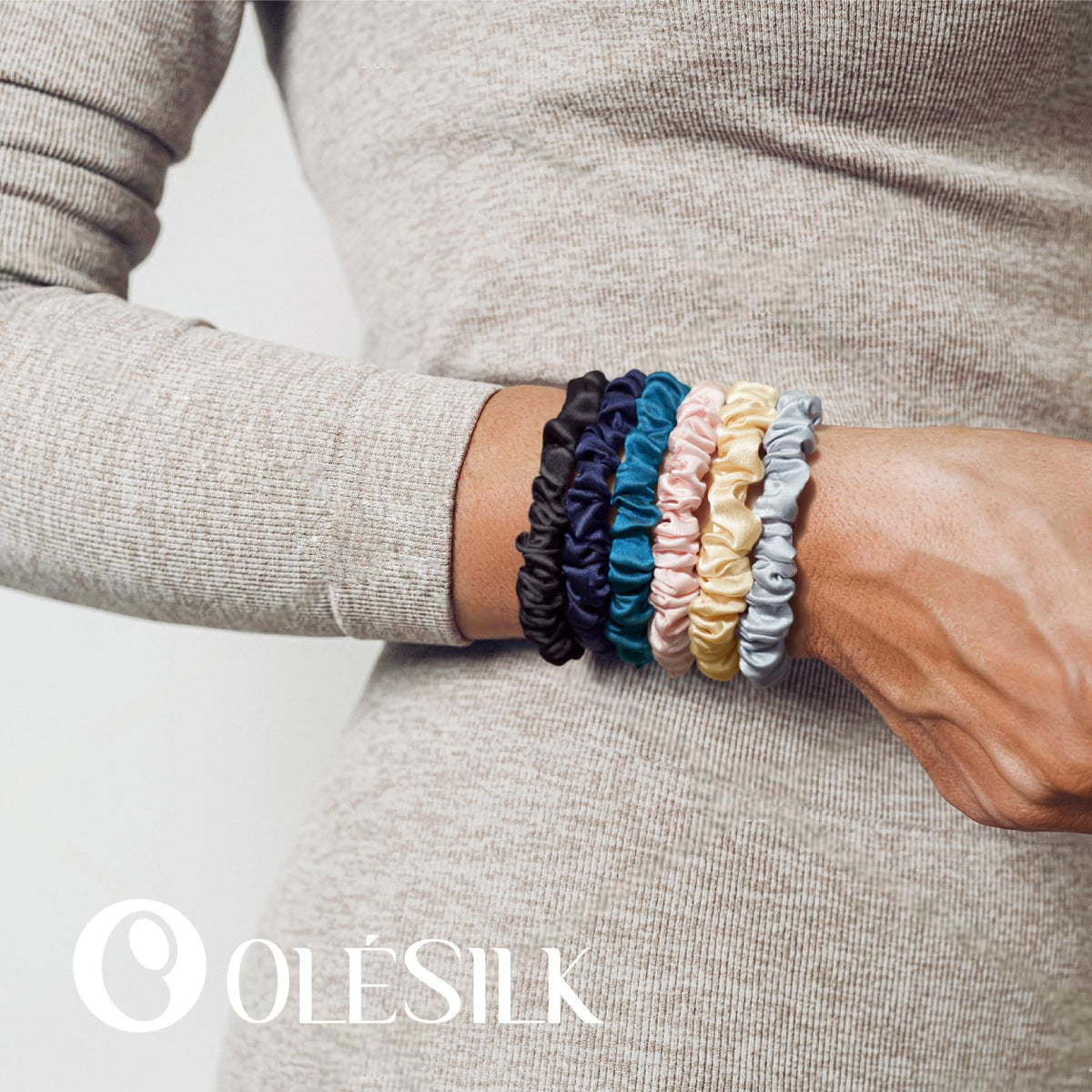 OLESILK worn as wrist accessory showing convenience and gentle hold for daily wear