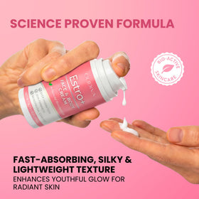 Olidiva bottle next to plant sources emphasizing natural estriol origin and gentle support