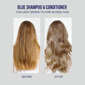 Oligo Professionnel before and after blonde hair comparison showing reduced brassiness and brighter tone