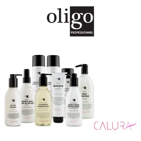 Oligo Professionnel displayed on bathroom shelf suggesting salon-quality care