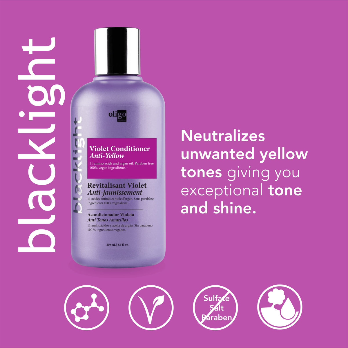 Oligo Professionnel back label close-up listing ingredients and usage benefits