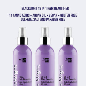 Oligo Professionnel texture on hair strand showing smooth, frizz-controlled finish
