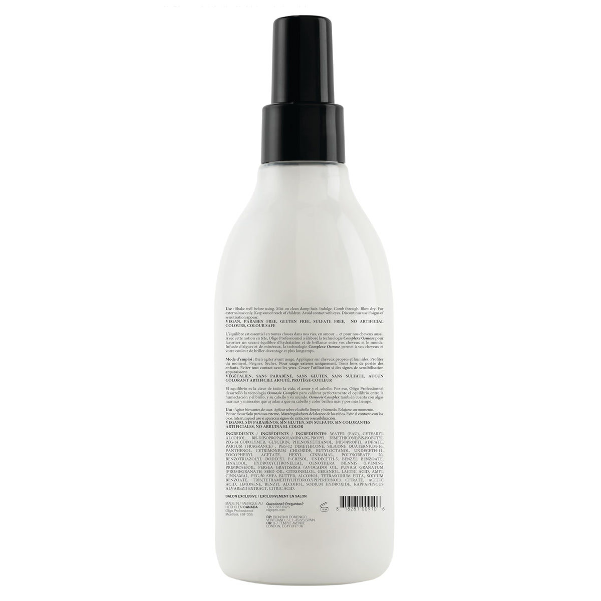 Oligo Professionnel Calura fine mist texture closeup demonstrating even lightweight coverage