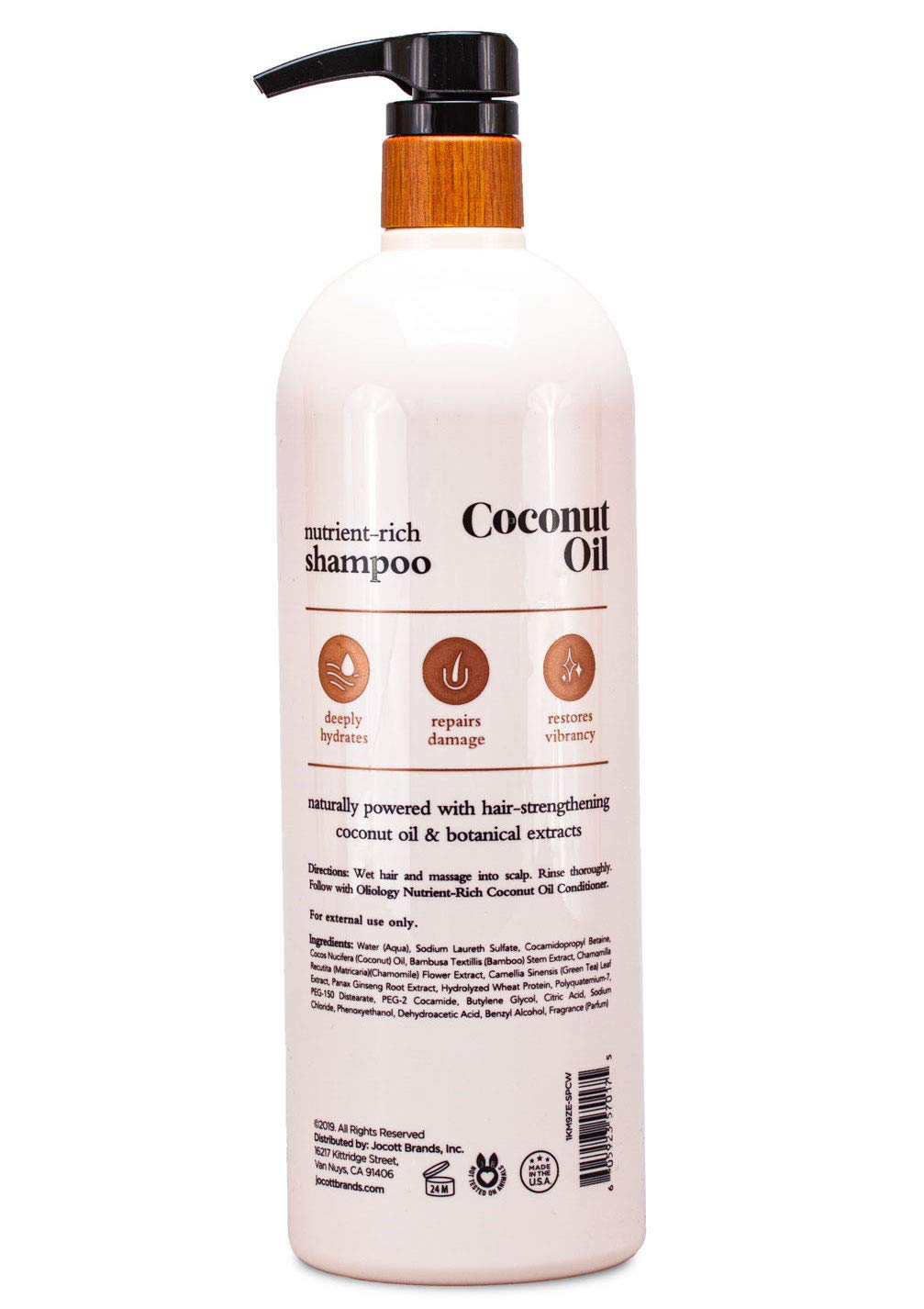 Oliology pump dispensing shampoo emphasizing easy-use and control