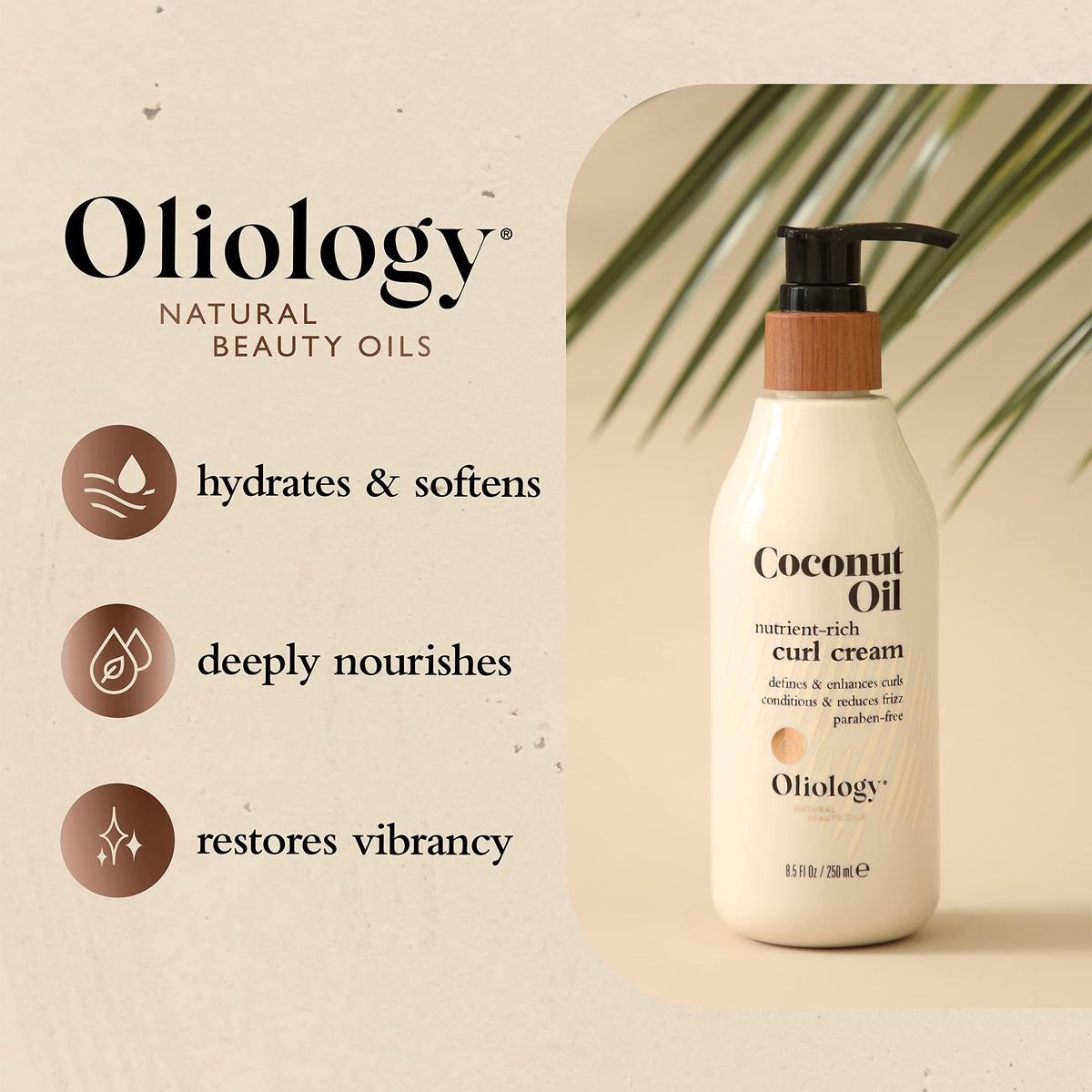 Hand applying Oliology curl cream to damp curls for defined, frizz-free waves