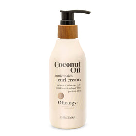 Oliology product label and ingredients list visible, signaling botanical benefits