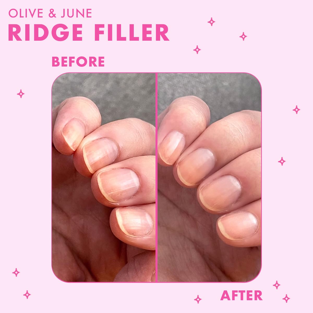 Olive & June close-up of smooth nail texture after filler for polished finish benefit