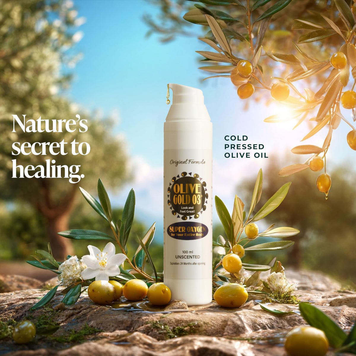 olive gold 03 with olive and ozone visual emphasizing natural ingredient
