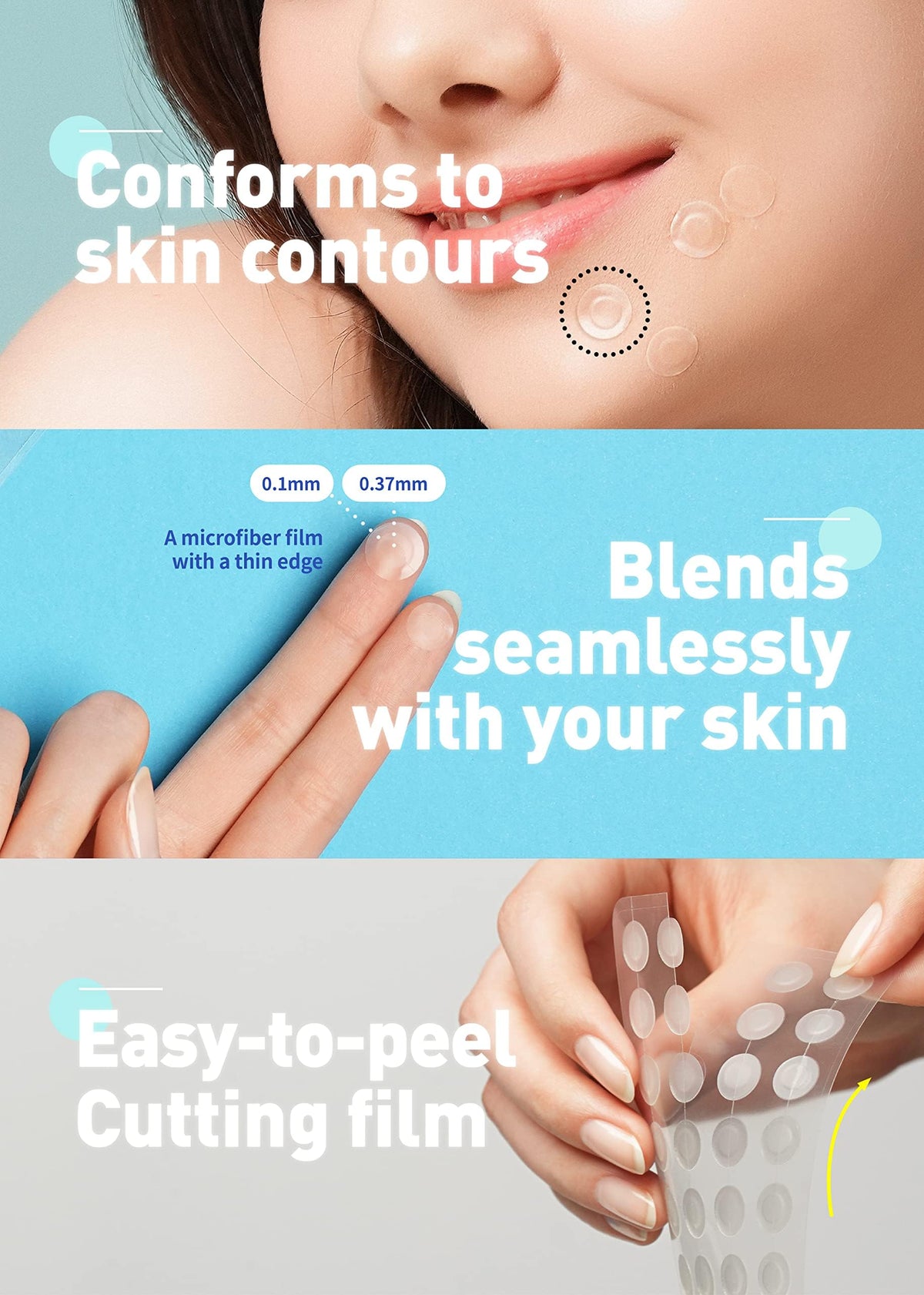 OLIVE YOUNG patch blended with light makeup for discreet blemish concealment
