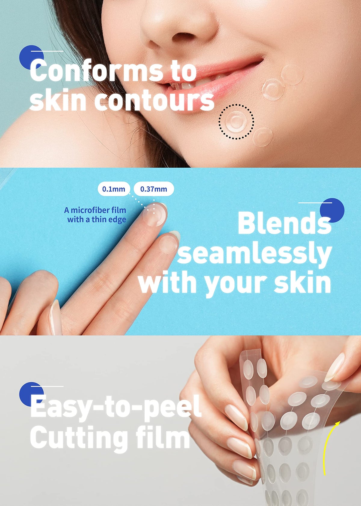 OLIVE YOUNG patch under light foundation demonstrating near-invisible finish and coverage