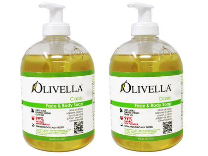 Olivella front packaging showing two bottles and clear branding for value