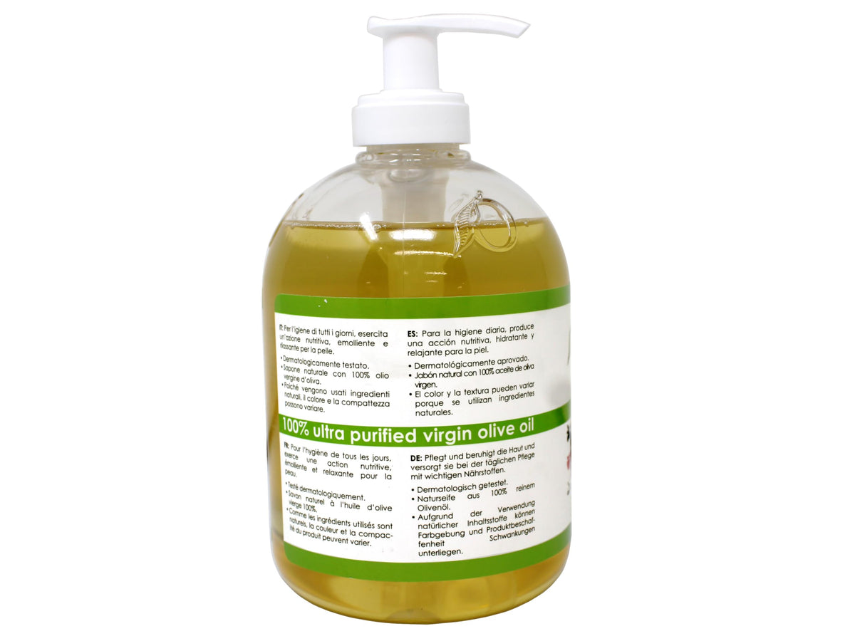 Olivella pump and label detail highlighting ingredient clarity and trust