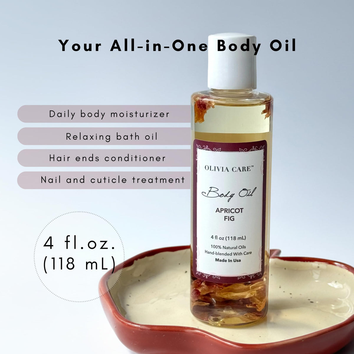 Olivia Care applied on arm demonstrating soft hydrated skin benefit