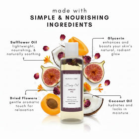 Olivia Care bottle pump dispensing oil for easy daily use benefit