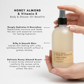 Olivia Care bottle placed in shower showing in-shower use benefit