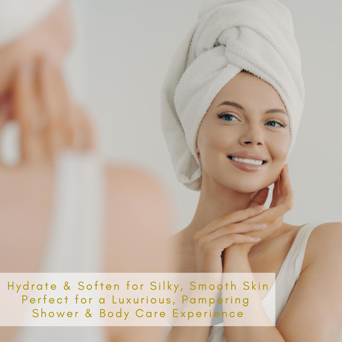 Olivia Care hand applying oil after shower demonstrating lightweight nourishment