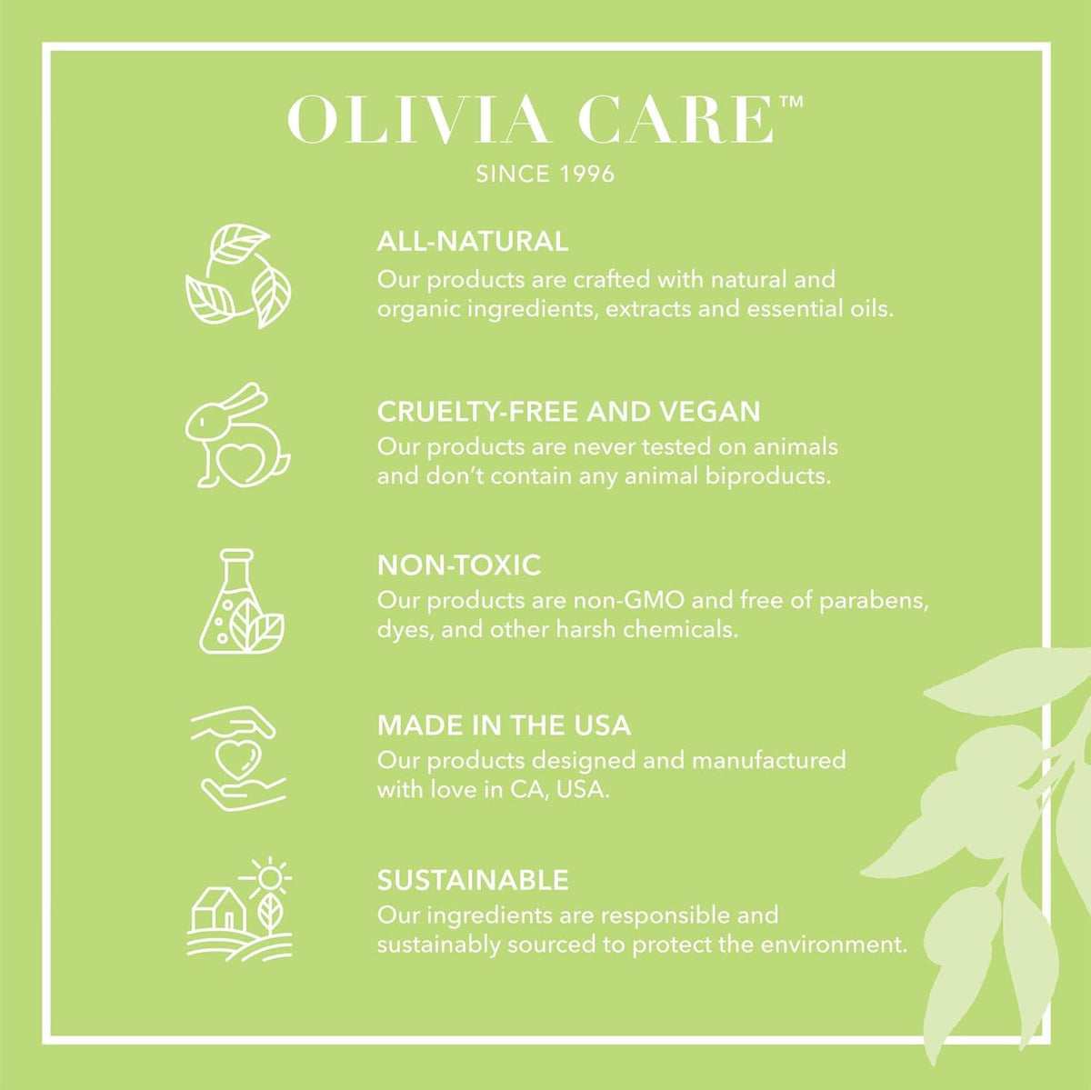 Olivia Care creamy lather from verbena olive oil soap demonstrating moisturizing foam