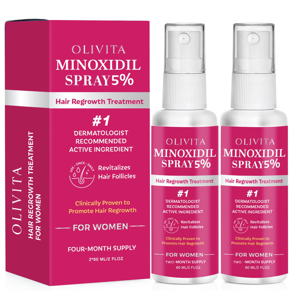 OLIVITA front packaging showing 5% minoxidil spray for quick selection