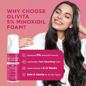 OLIVITA applying foam to scalp to target thinning and nourish follicles