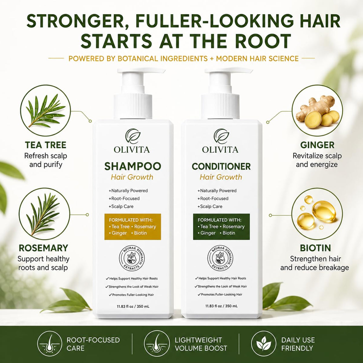 OLIVITA shampoo lather on wet hair showing gentle cleansing and lift