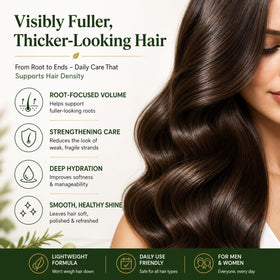 OLIVITA shampoo pump close-up illustrating easy dispensing and scalp benefit