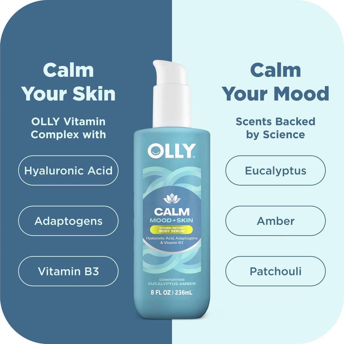 OLLY close-up of body wash texture showing creamy gel and gentle cleansing