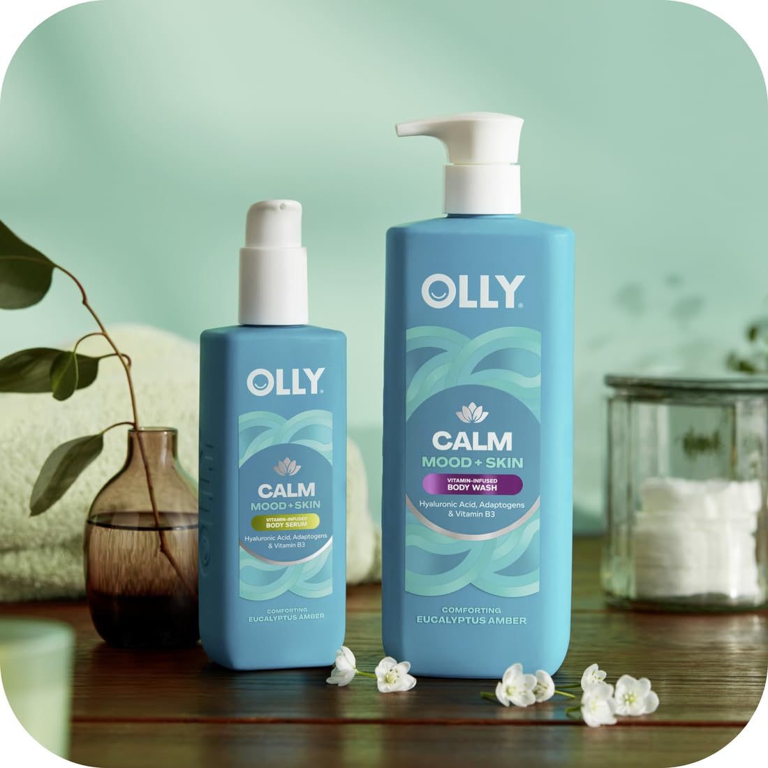 OLLY flatlay with minis and ginseng ingredient showing energizing botanical benefit