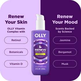 OLLY serum pumped into hand demonstrating quick absorption and hydration