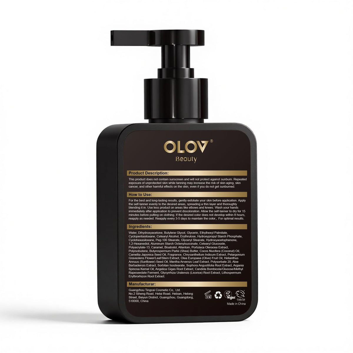 OLOV lotion texture dispensed on hand, shows quick-dry smooth finish benefit