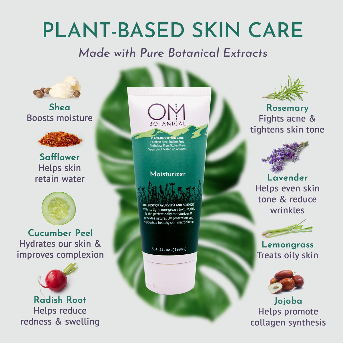OM Botanical organic aloe vera ingredient close-up illustrating deep hydration benefits