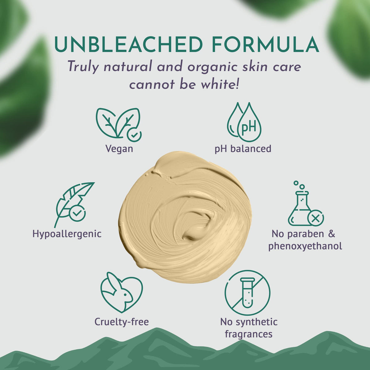 OM Botanical label close-up showing clean-beauty ingredients and claims
