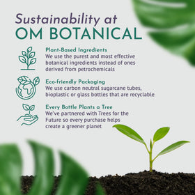 OM Botanical cleanser on bathroom vanity suggesting a simple ritual