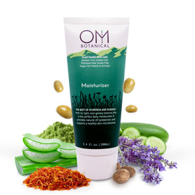 OM Botanical on bathroom vanity styled shot to show everyday skincare routine use