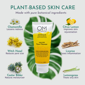 OM Botanical pump dispensing cleanser removing makeup gently